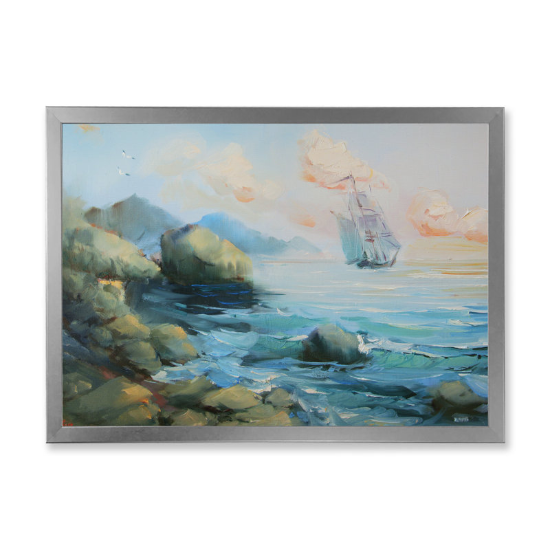 «Italy Coast Sea», reproduction d'art sur toile, H 16 po x l 32 po x P 1 po, Cadre photo argenté