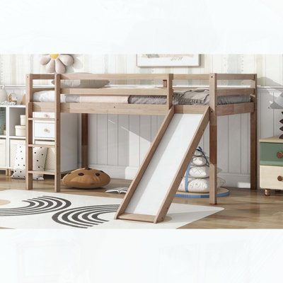 Lit simple mezzanine bas avec glissade et aire de jeu sous le lit