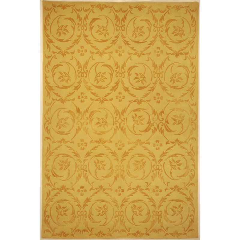 French Tapis Hand Tufted Silk And Wool Floral Rug, Rectangle 5' x 8'