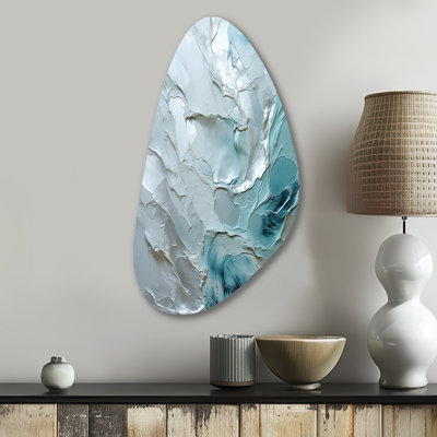 Silver Shimmer - Asymmetrical Abstract Landscapes Metal Wall Decor, Unique Shape Metal Wall Sculpture Print