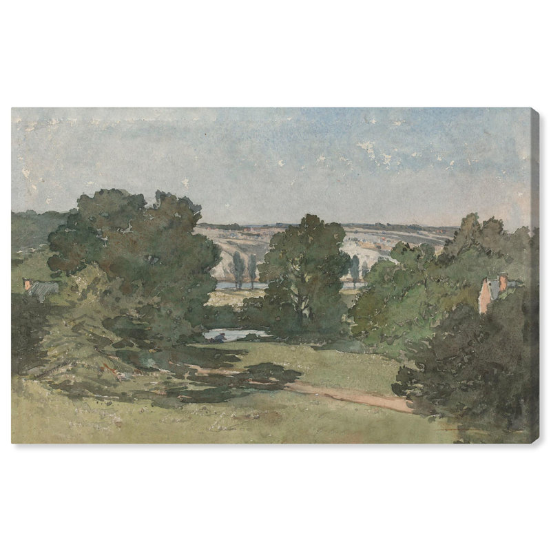 Large Green and Brown Landscape Canvas Art