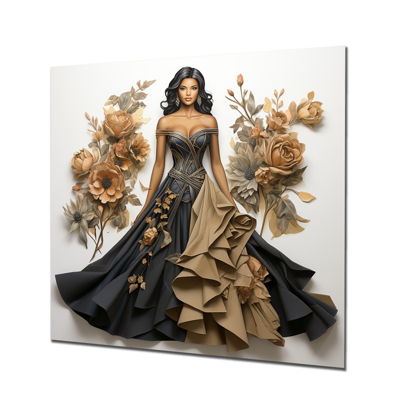 Haute Couture Elegance I - Dior, art mural en métal, H 16 po x l 16 po