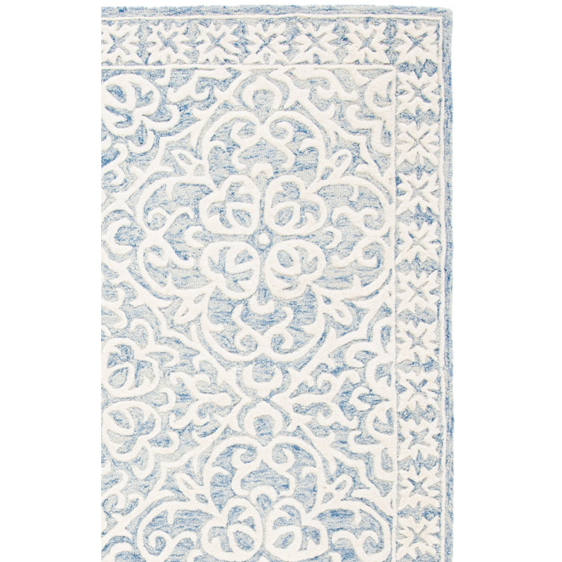 Druanne Hand Tufted Wool And Cotton With Latex Damask Rug, Rectangle 4' x 6'