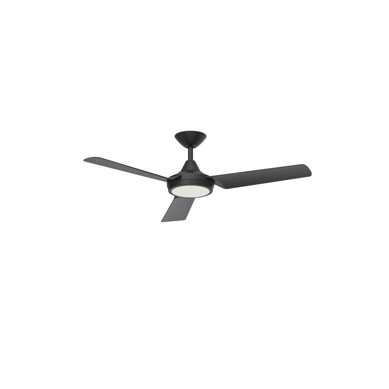 Ventilateur de plafond intelligent 52 po avec lumière, 3 pales, moteur à courant continu, ensemble d'éclairage à DEL à intensité variable CCT, écoénergétique, fonctionnement silencieux, rotation inversée, application et télécommande, fonction de minuterie, indice d'humidité, noir mat