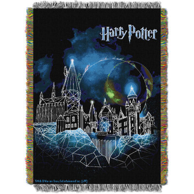 Northwest Warner Bros. Harry Potter Throw Blanket, Castle Wizarding World Decor, 48x60 Inches In Blue;black