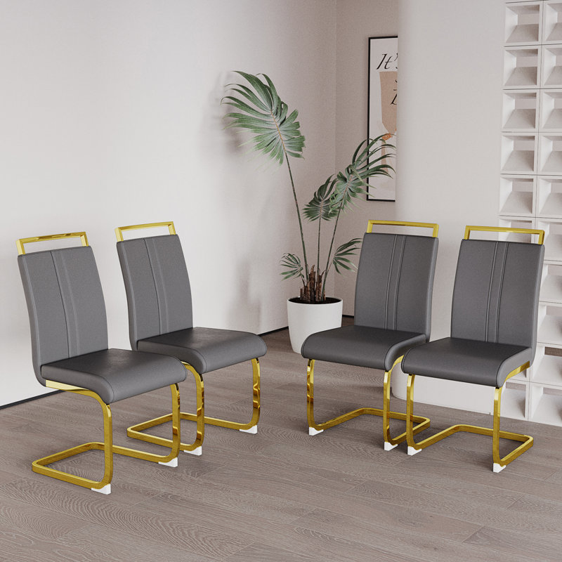 Modern Dining Chairs(Only Dining Chairs), Gray, Gold