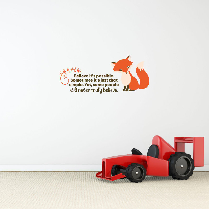 Décalcomanie murale en vinyle vraiment Believe Fox, H 20 po x l 40 po x P 0,05 po