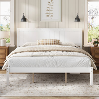 Stylish King Size Platform Bed with Headboard, Wood Slat Support, and No Box Spring Needed for Modern Bedrooms