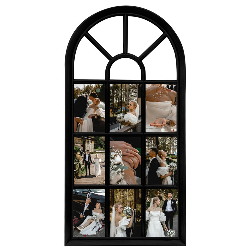 Arched Window 9 Opening Collage Photo Frame for Wedding Pictures, Black