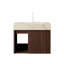 Meuble-lavabo suspendu EIDEN 24 po avec dessus en pierre frittée et lavabo en céramique, fini grain de bois de noyer, comptoir à veines dorées crème, armoire de rangement murale (robinet et drain non inclus)-136068053-136068055