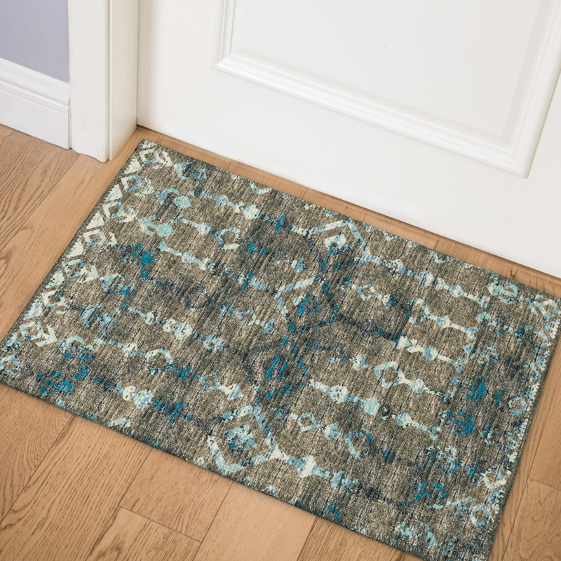 Ardyth Chenille Washable Ikat Indoor / Outdoor Rug, Rectangle 1'8" x 2'6"