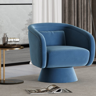 Nailhead Swivel Barrel Chair by Mercer41