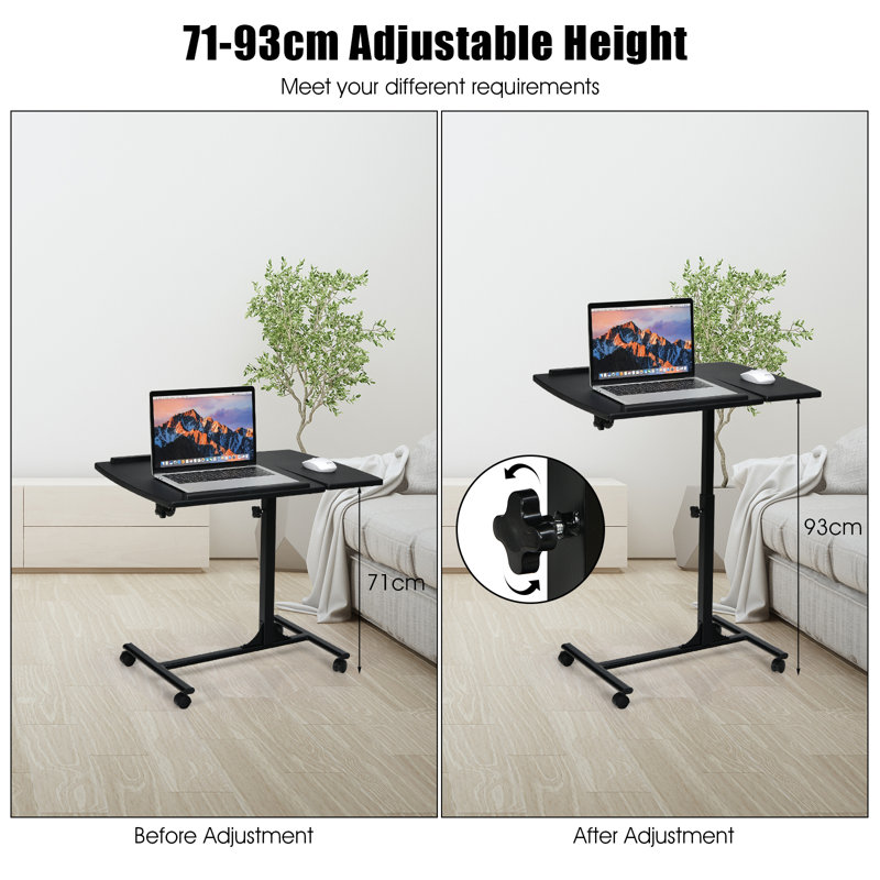 64cm W Laptop Cart with Wheels, Black