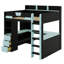 Lit mezzanine multifonctionnel, bureau de jeu en U, lumières RVB, ports USB, tiroirs et tablettes-130379955-130379953