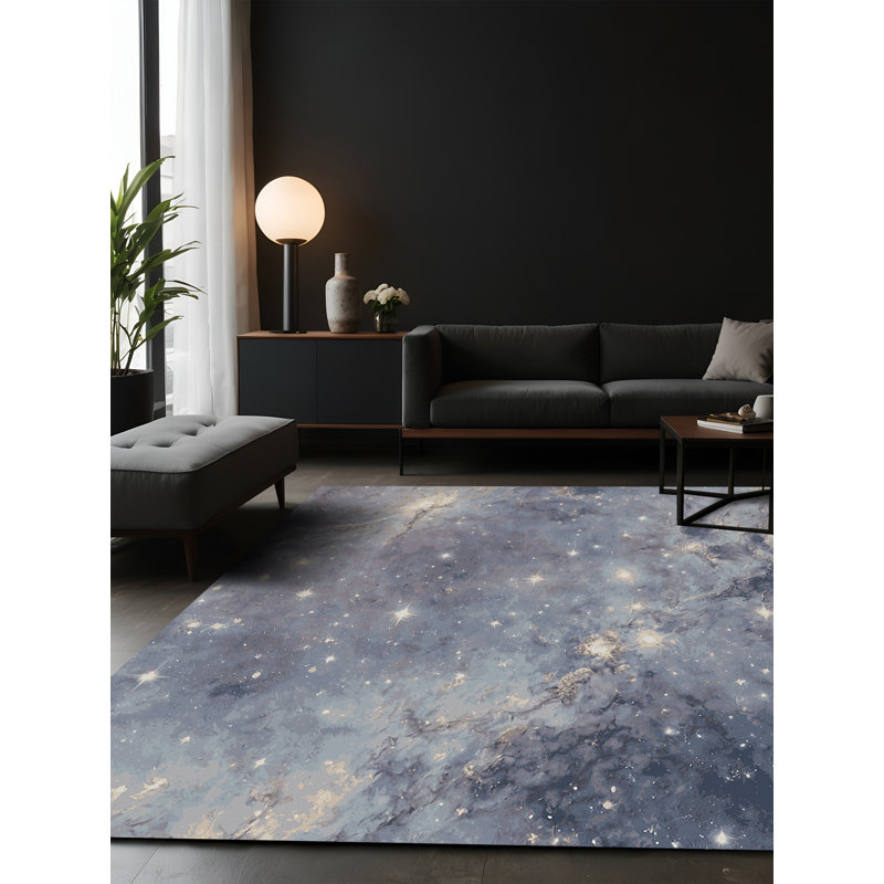 Tapis gris soyeux et moelleux, Carré 6 pi