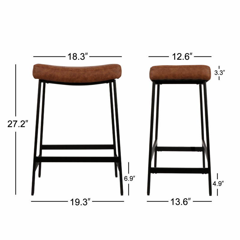 Tabourets de comptoir sans dossier avec tabourets de bar rembourrés 27 po brun