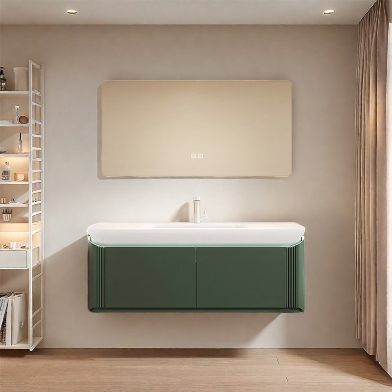 Light luxury minimalist bathroom cabinet, 19.6" H x 47.2" W x 21.6" D, Vert olive