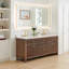 Meuble-lavabo double Lala de 72 po avec comptoir en pierre reconstituée blanche grainée et miroir-520791421