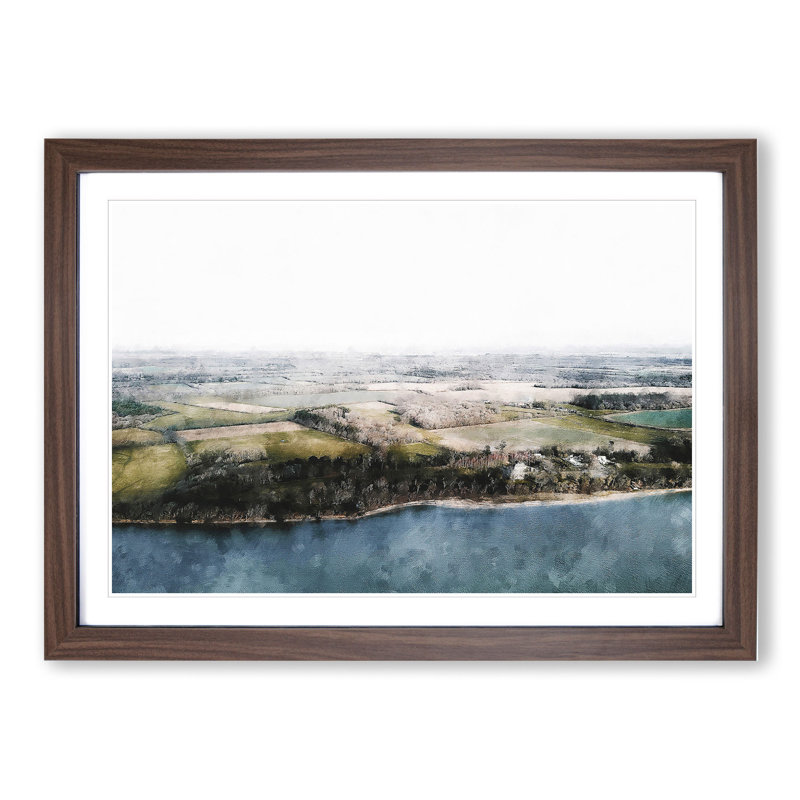 Lepe Beach in Southampton - Picture Frame Painting, 27cm H x 36cm W x 2cm D, Walnut Framed