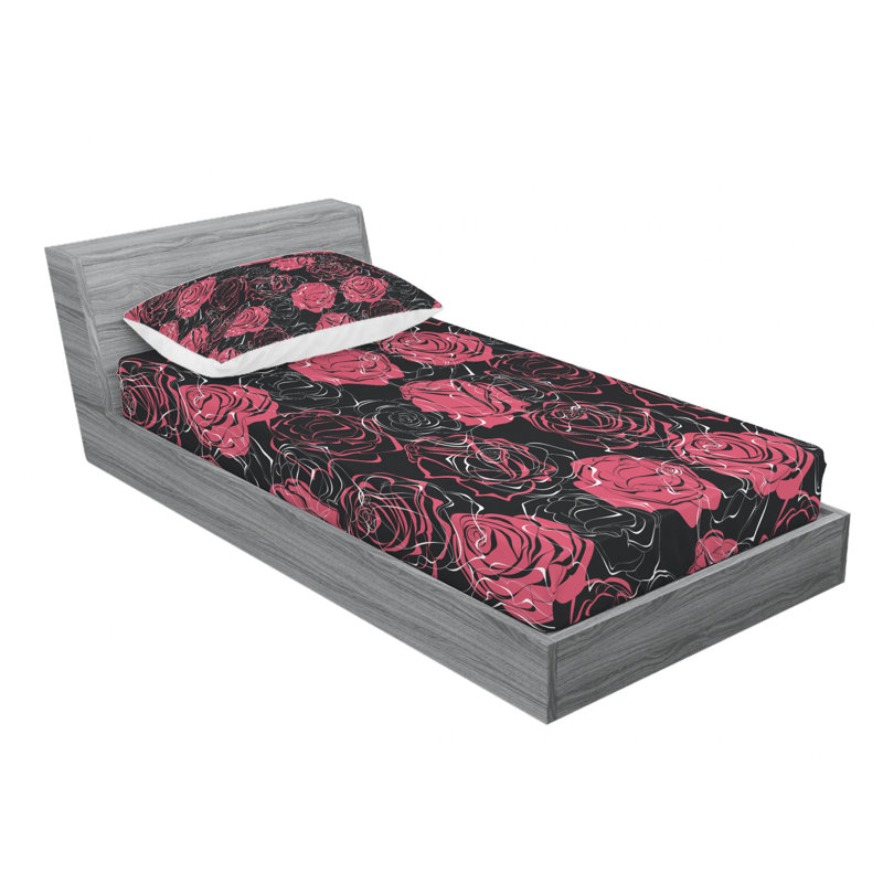 Microfiber Floral Sheet Set, Twin Sheet Set + Fitted Sheet + 1 Pillowcase