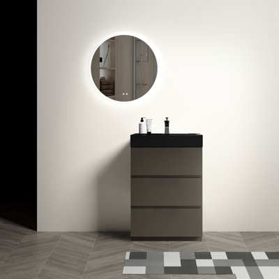 Meuble-lavabo de salle de bain moderne, grand espace, armoire silencieuse 24 po, moderne, silencieux, espace