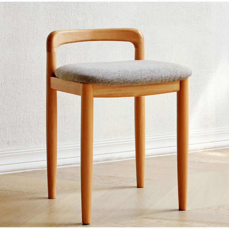 Banc de lit tabouret en bois de hêtre naturel Jazzmond avec revêtement gris