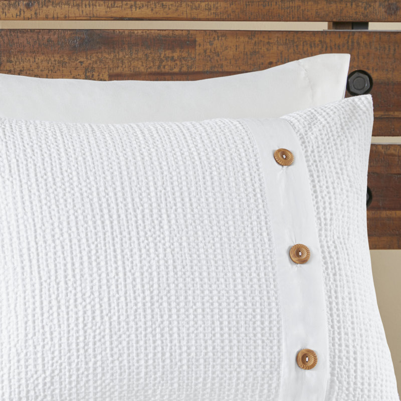Ensemble de housse de couette en coton tissé gaufré de qualité supérieure avec boutons en bois