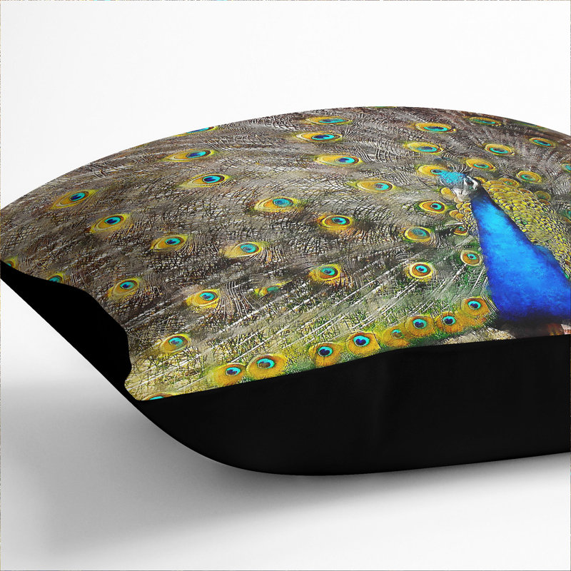 Peacock Vol.1 Painting Square Throw Cushion, Black, 40cm H x 40cm W x 15cm D