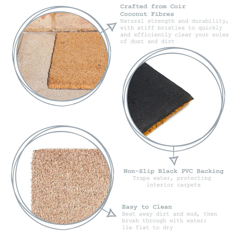 Nicola Spring - Coir Door Mats- Rainbow, 40cm W x 60cm L
