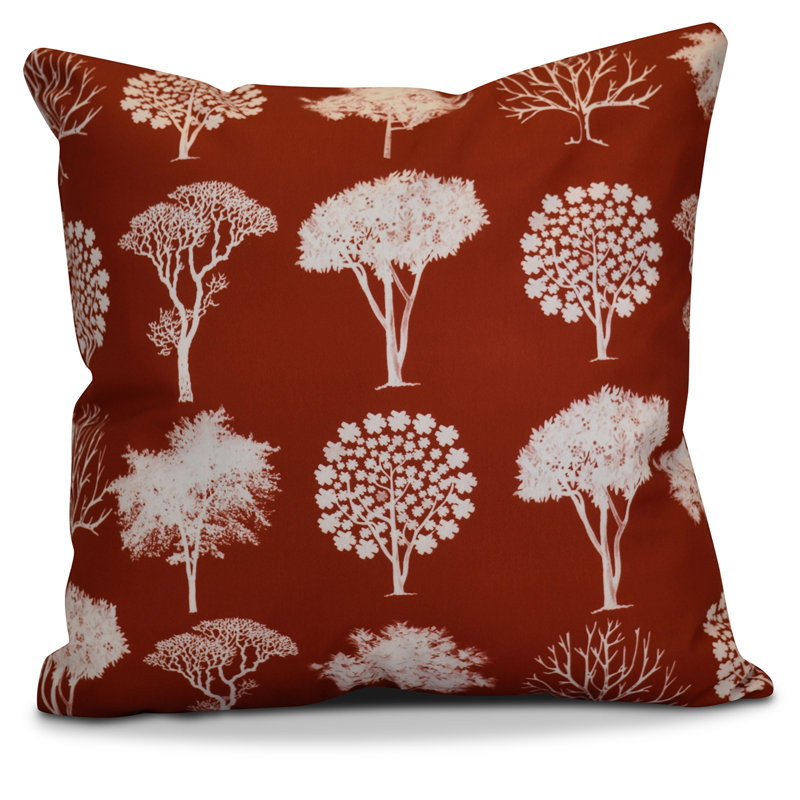 Flipping For Fall Floral Outdoor Reversible Throw Pillow, 20" H x 20" W x 2" D, Dark Rust