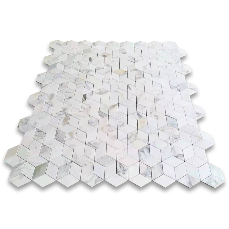 Calacatta 11" x 10" Marble Mosaic Tile, LIght Gray
