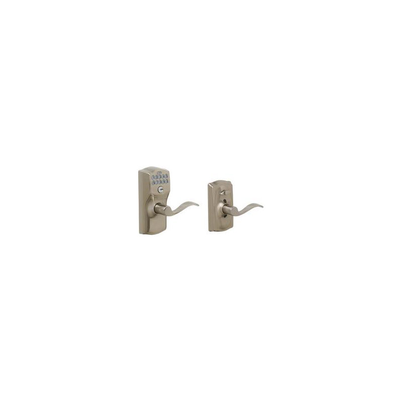 Accent Keypad Lever with Camelot Trim, Satin Nickel, Yes, Reversible