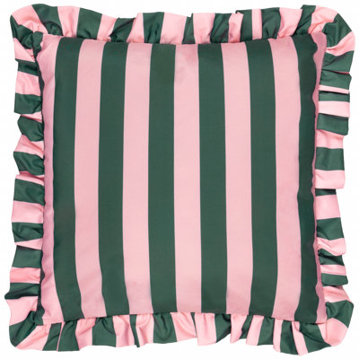Palm Royale Stripe Ruffle Indoor / Outdoor Striped Square Throw Cushion