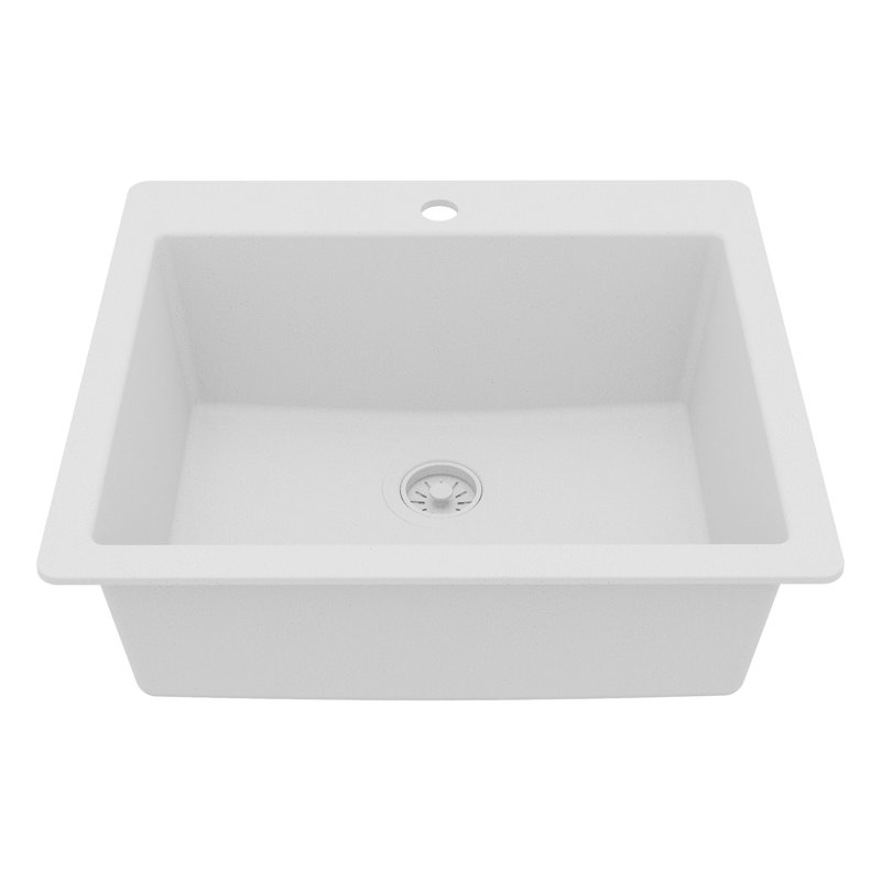 Karran Quartz 25'' X 22'' Single Bowl Drop-in Kitchen Sink, White