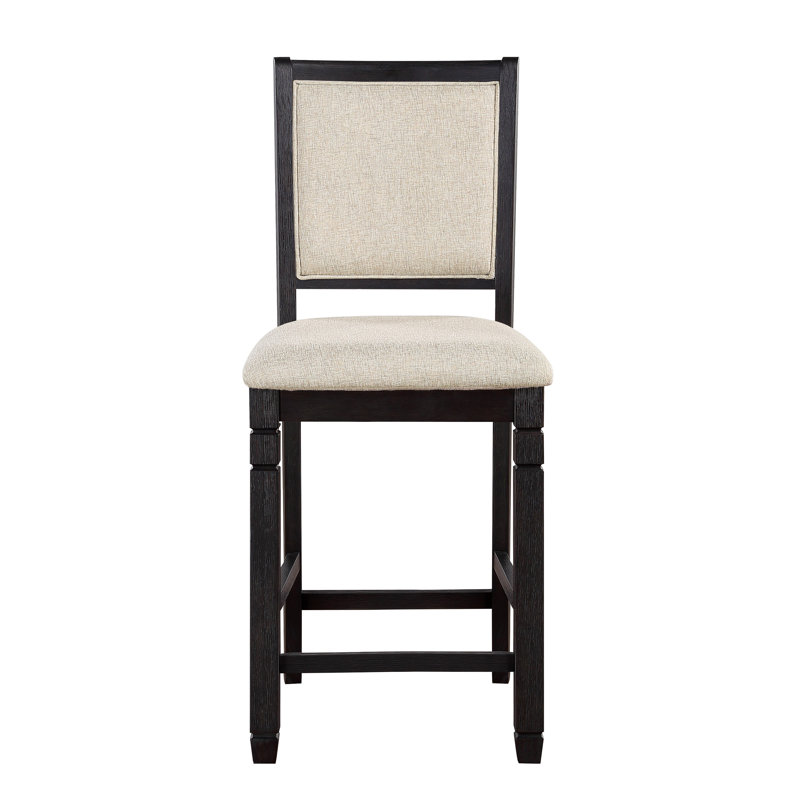 Magnifique ensemble de 2 chaises à hauteur de comptoir en bois rembourré en tissu texturé, Noir