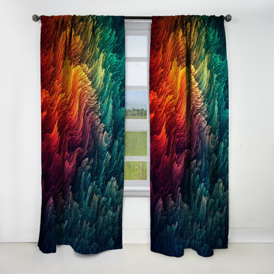 Exploring The Depths Of Orange Marble I - Abstract Geometric Blackout Curtain - 1 Panels