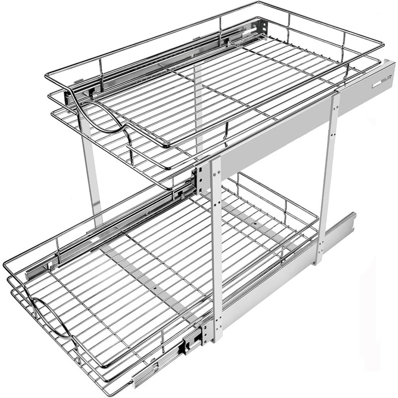 Organisateur de placard coulissant, tablette de rangement coulissante à 2 niveaux