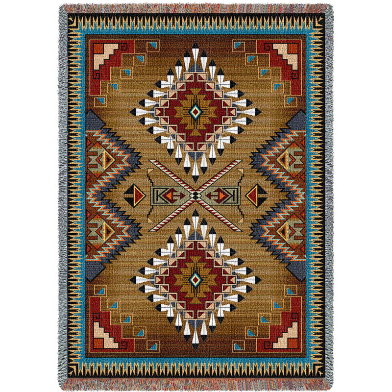 Couverture Pure Country Weavers Brazos - d'inspiration amérindienne du Sud-Ouest - jeté en coton tissé à la main - fabriqué aux États-Unis (72 x 54)