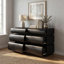Commode moderne à 6 tiroirs avec poignée sans poignée, large commode de rangement noire pour la chambre à coucher, le salon ou le vestibule