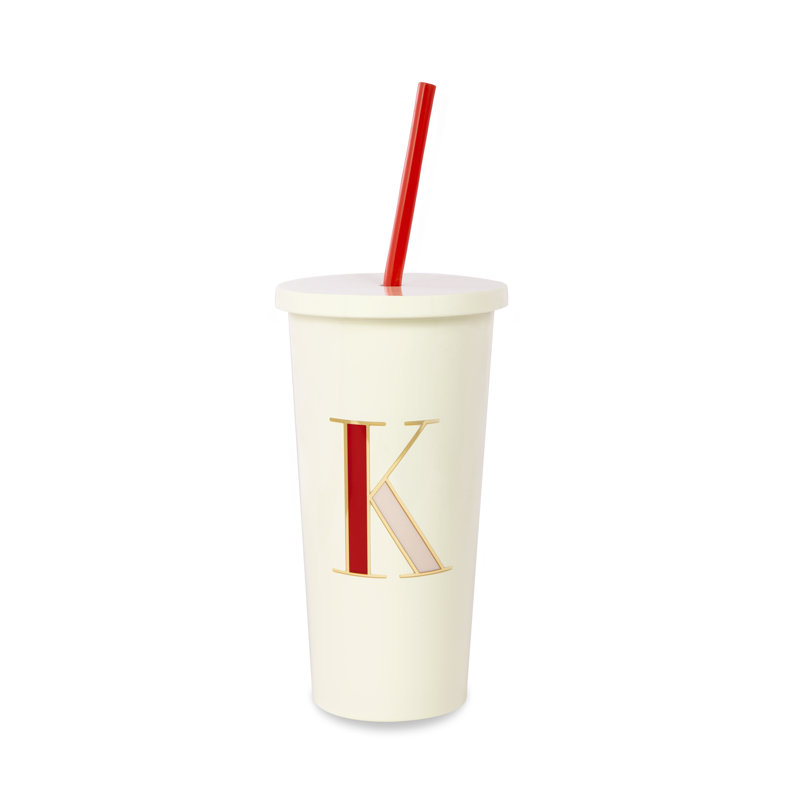 Initial 20 oz. Tumbler with Straw, Red, K