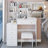 37" Middle Size Left Bedside Cabinet Vanity Table + Cushioned Stool, Extra Large Right Sliding Mirror, Multi Layer High Capacity Storage, Practical Fashionable Dresser, Makeup Vanity-297299160