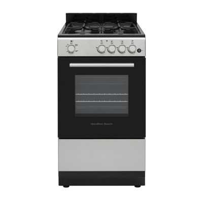 Hamilton Beach 20-Inch Gas Range with 1.9 cu. ft. Oven, 4-Burner Stainless Steel Stove with Broiler, Storage Drawer & Electronic Ignition – Compact Freestanding Kitchen Range for Apartments, RVs, and Small Homes