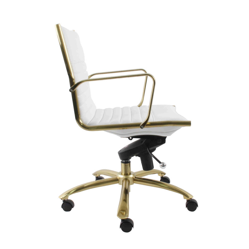 Naida Faux Leather Swivel Task Chair, Yes, White Faux Leather