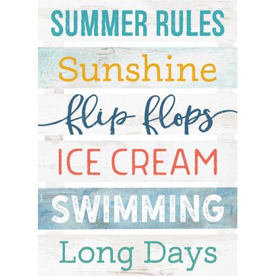 Summer Rules Sunshine Flip Flops Ice Cream Swimming Long Days Pallet DÃ©cor ' Unframed Print on Wood -  Highland Dunes, AE1EF49FBFEF41EDA438213FA7549DC9