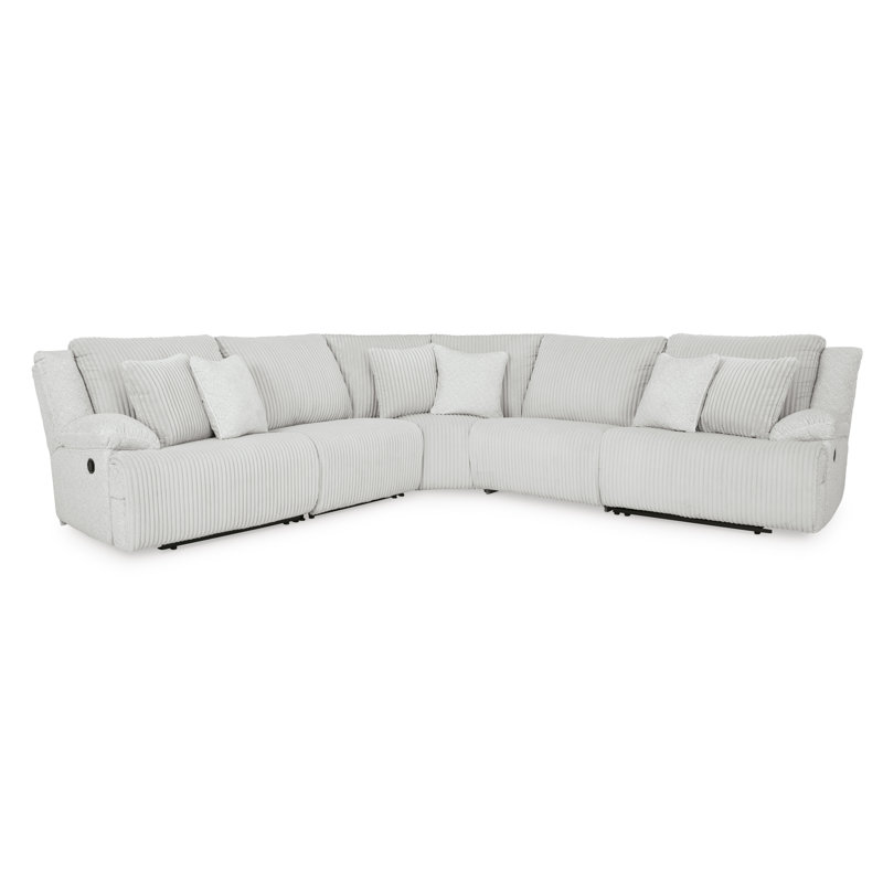Canapé modulaire inclinable en alliage 5 pièces Top Tier, Velours côtelé gris / polyester