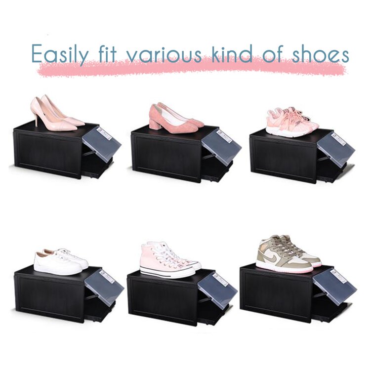 CozyBlock Stackable Shoe Box, Clear Shoe Storage Box, Shoe Drawer, Smart  Pull-out Sliding Shoe Container, Sneakers Display Organizer (Set of 4)