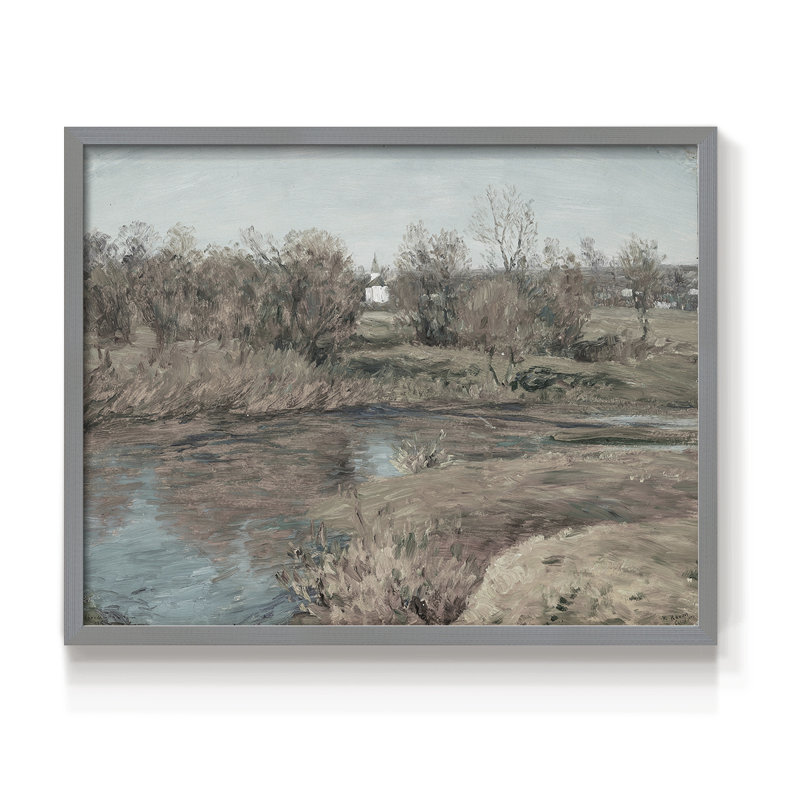 Paysages rétro-CDLVII - reproduction encadrée, Gris, H 16 po x l 20 po
