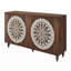 Buffet 59,84 "à 4 portes de style campagnard sculpté, crédence Boho avec tablettes réglables et pieds en bois pour le salon, l'entrée et la salle à manger-131452951