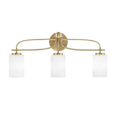 Barre d'éclairage de salle de bain 3 lumières Cavella avec verre mousseline blanc 4 po