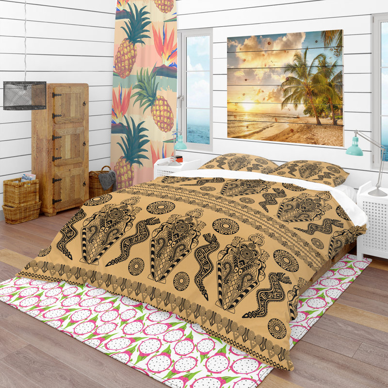 Ensemble de housse de couette tropical, Housse de couette très grand + 2 taies décoratives